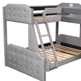 L-Shaped Twin over Full Bunk Bed and Twin Size Loft Bed with Desk,Grey - Home Elegance USA