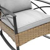 3pcs rocking rattan set wholesale leisure chair outdoor rattan rocking chair set grey
