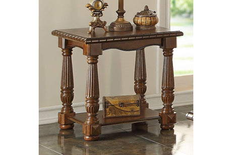 Traditional Formal Look Wooden End Table Living Room Sofa Side Table Rubberwood - Home Elegance USA