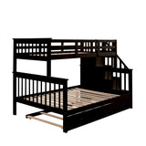 Stairway Twin-Over-Full Bunk Bed with Twin size Trundle, Storage and Guard Rail for Bedroom, Dorm, for  Adults, Espresso (OLD SKU :LP000119AAP) - Home Elegance USA