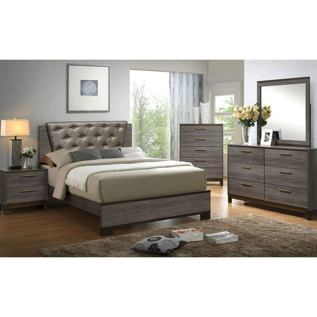 Manvel - 5 Piece Queen Bedroom Set With Chest - Two-Tone Antique Gray - Home Elegance USA