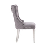 Simba Stainless Steel 2 Piece Chair Finish with Velvet Fabric in Dark Gray - Home Elegance USA