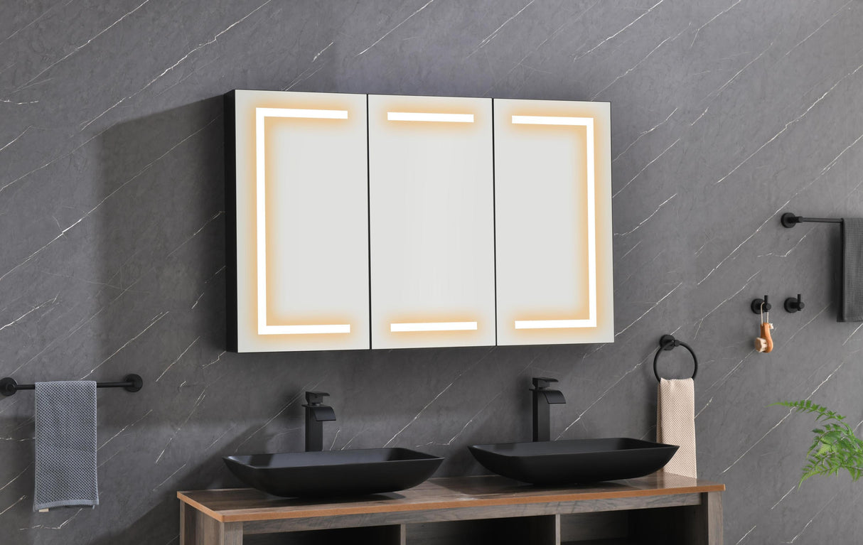 LED Mirror Medicine Cabinet with Lights, Dimmer, Defogger, Clock, Temp Display