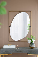 30x1x40" Poppy Mirror with Gold Metal Frame Contemporary Design Wall Decor for Bathroom, Entryway Wall Decor - Home Elegance USA