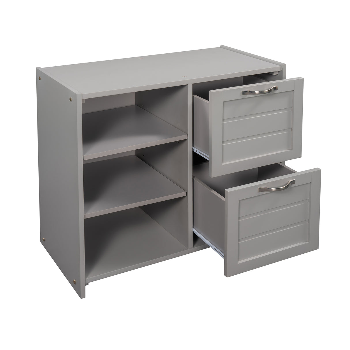 Low Twin Size Loft Bed with Cabinets, Shelves and Slide - Gray(OLD SKU :LP000503AAE) - Home Elegance USA