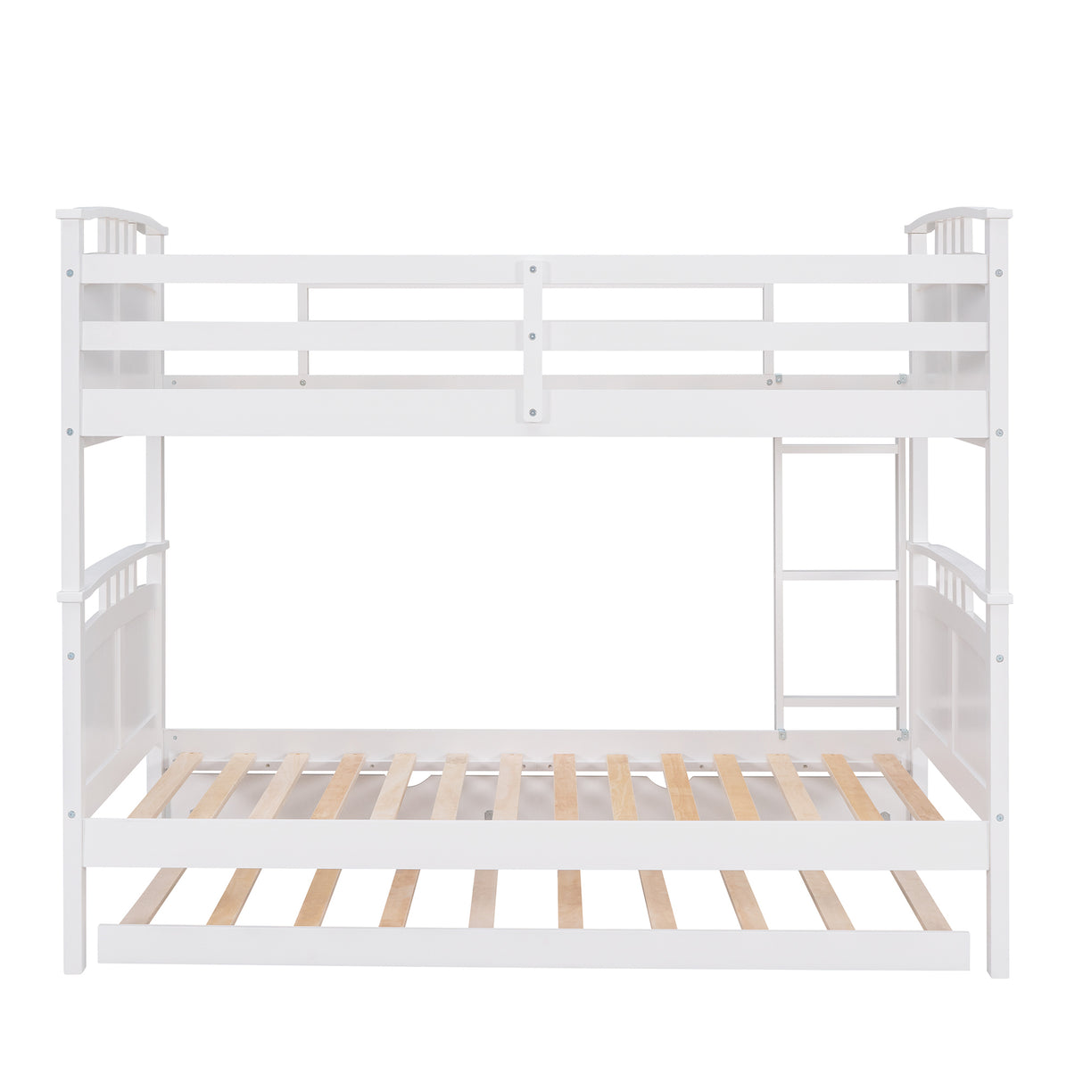 Twin-Over-Twin Bunk Bed with Twin size Trundle , Separable Bunk Bed for Bedroom - White - Home Elegance USA