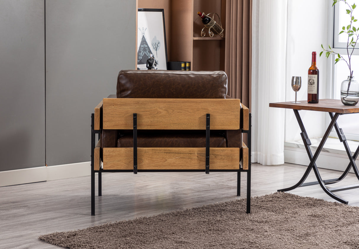 Single leisure sofa chair living room PU leather chair modern comfortable leisure armchair - Home Elegance USA