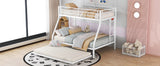 Twin over Full Bed with Sturdy Steel Frame, Bunk Bed with Twin Size Trundle, Two-Side Ladders, White - Home Elegance USA