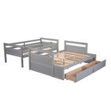 Twin over Full Bunk Bed with Storage - Gray(OLD SKU :LP000022AAE) - Home Elegance USA