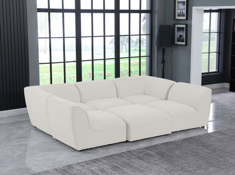 Miramar - Modular Sectional 6 Piece - Cream - Fabric - Modern & Contemporary - Home Elegance USA