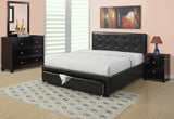 Bedroom Furniture Black Storage Under Bed Queen Size bed Faux Leather upholstered - Home Elegance USA
