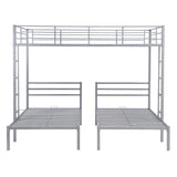Full over Twin&Twin Size Bunk Bed with Built-in Shelf, Silver - Home Elegance USA