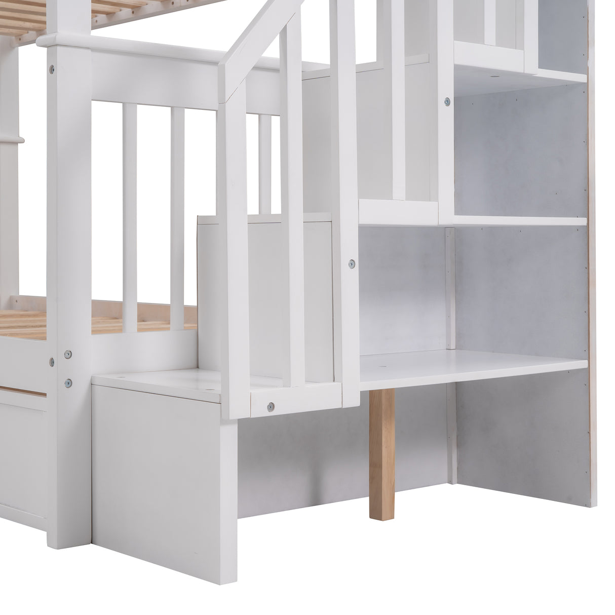 Stairway Twin-Over-Twin Bunk Bed with Three Drawers for Bedroom, Dorm - White(Old sku: LP000309AAK) - Home Elegance USA