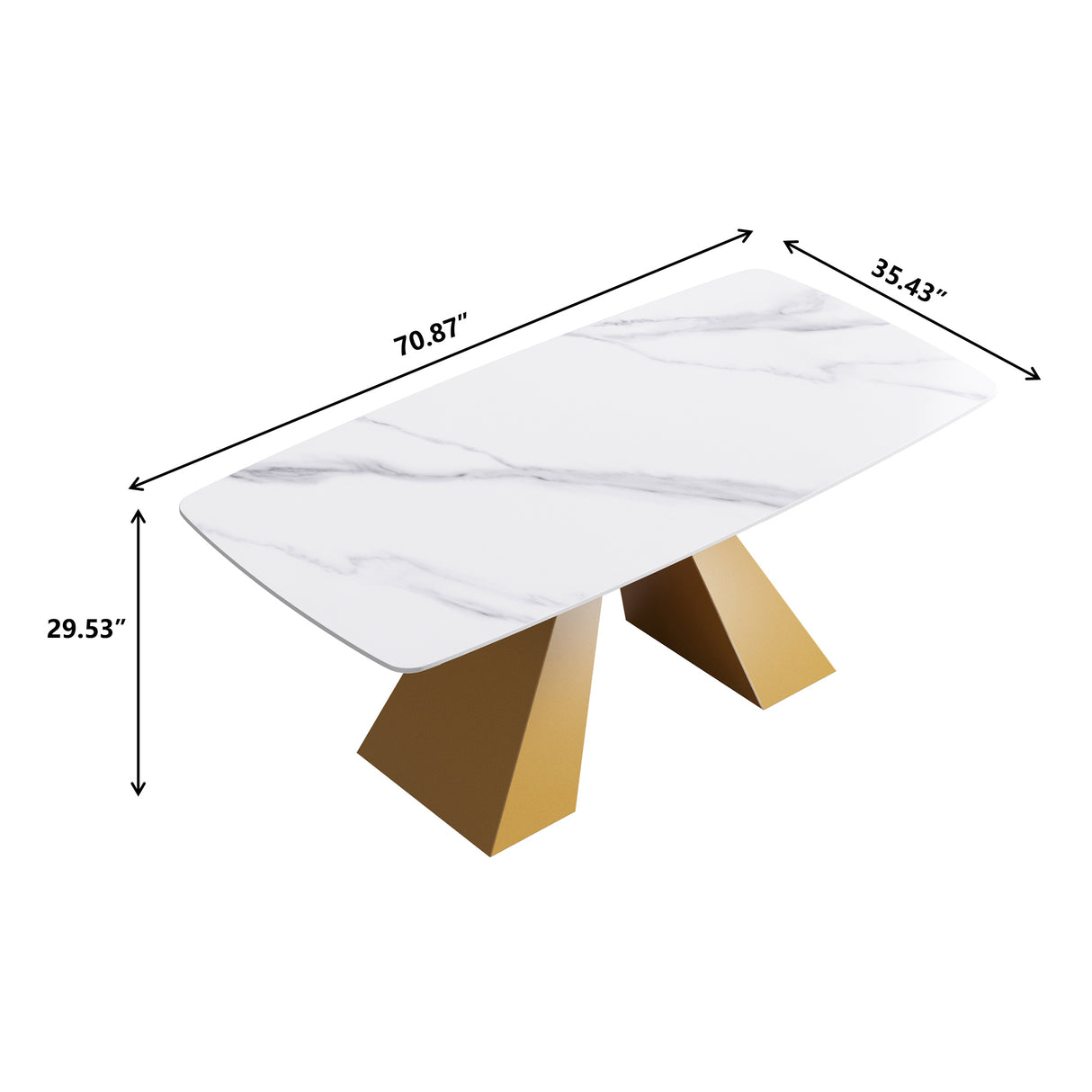 70.87"Modern artificial stone white curved golden metal leg dining table - can accommodate 6 - 8 people - W1535S00106 - image - 12