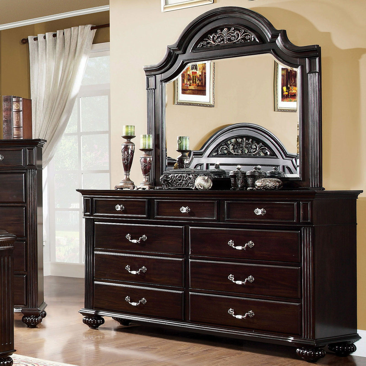 Syracuse - 5 Piece Queen Bedroom Set With 2Ns - Dark Walnut - Home Elegance USA