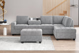 Orisfur. Modern Sectional Sofa with Reversible Chaise, L Shaped  Couch Set with Storage Ottoman and Two Cup Holders for Living Room - Home Elegance USA