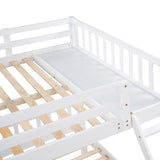 Full Over Twin & Twin Bunk Bed, Wood Triple Bunk Bed with Drawers and Guardrails, White (OLD SKU: LP000143AAK) - Home Elegance USA