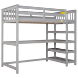 Twin Size Loft Bed with Storage Shelves and Under-bed Desk, Gray(OLD SKU:SM000245AAE-1) - Home Elegance USA