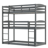 Twin over Twin over Twin Triple Bunk Bed,Gray - Home Elegance USA