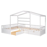 Twin Size House Platform Bed with Three Storage Drawers,White - Home Elegance USA