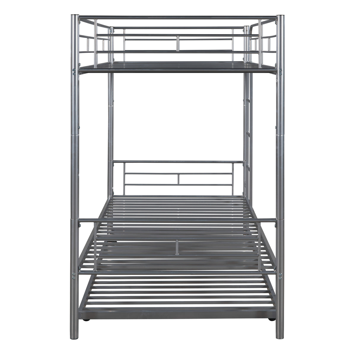 Twin-Over-Twin Metal Bunk Bed With Trundle,Can be Divided into two beds,No Box Spring needed ,White ( old sku: MF194806AAN ) - Home Elegance USA