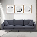 Modern Grey Three-Seat Sofa with Thick Sponge and Two Pillows, 87.40inch Home Elegance USA