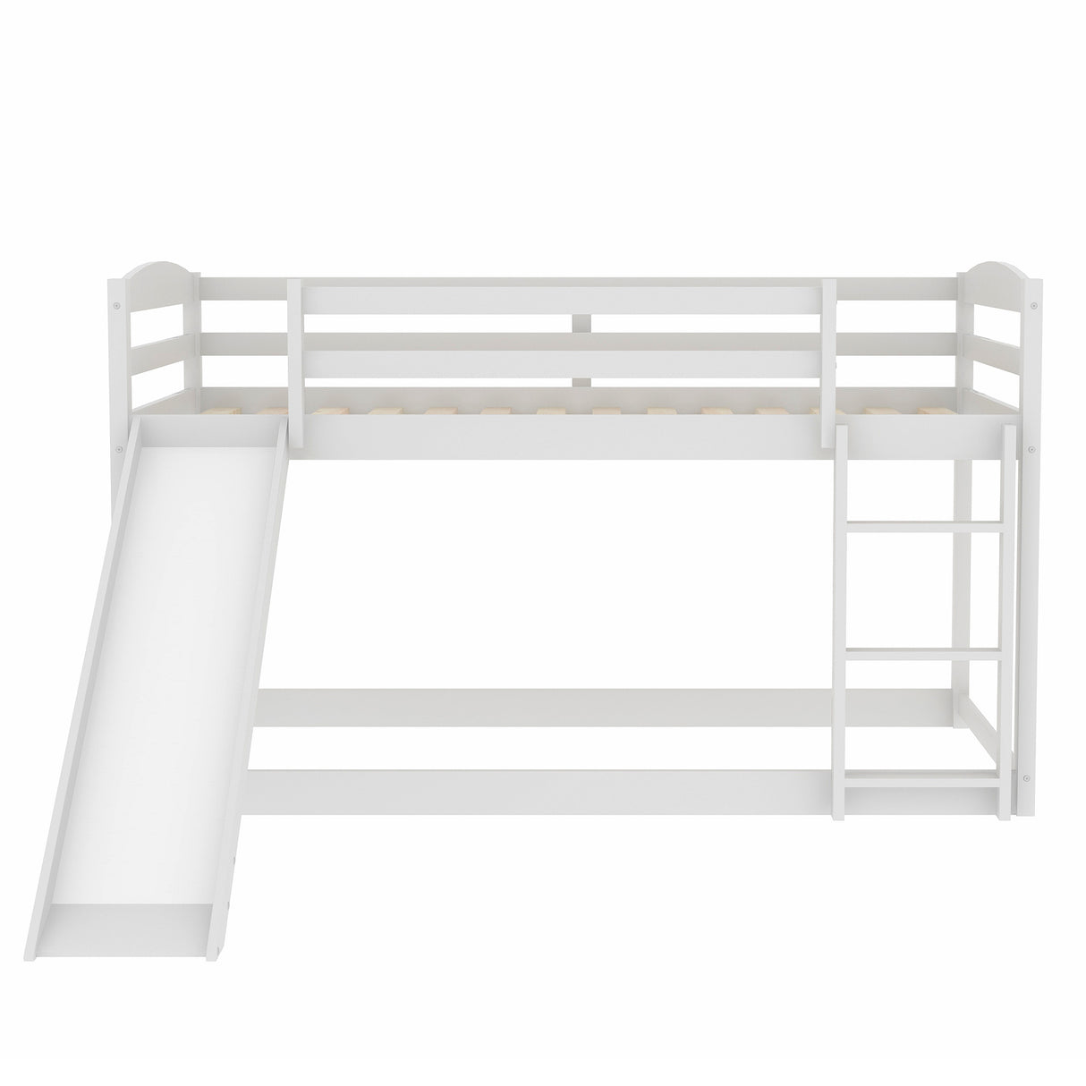 Twin over Twin Bunk Bed with Convertible Slide and Ladder , White(Old SKU:WF281725AAK) - Home Elegance USA