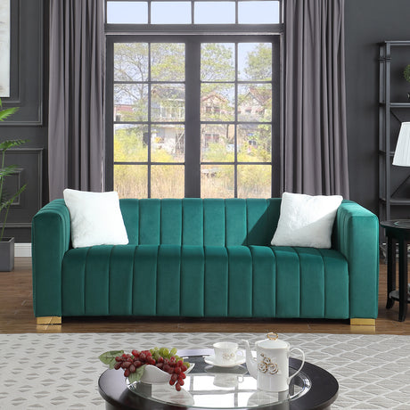 A modern channel sofa take on a traditional Chesterfield,Dark Green color,3 Seater - W1099S00034 - image - 1