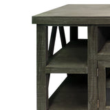 52 Inch Handmade Wooden TV Stand with 2 Glass Door Cabinet, Distressed Gray Home Elegance USA