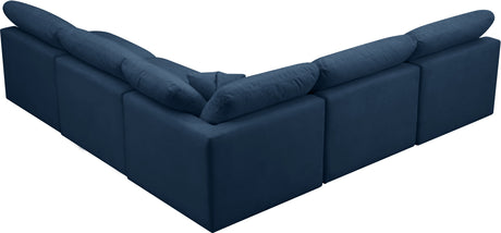 Plush - Cloud 5 Piece Modular Sectional - Navy - Fabric - Home Elegance USA