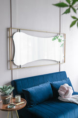 28x1.5x60" Poppy Mirror with Gold Metal Frame Contemporary Design Wall Decor for Bathroom, Entryway - Home Elegance USA