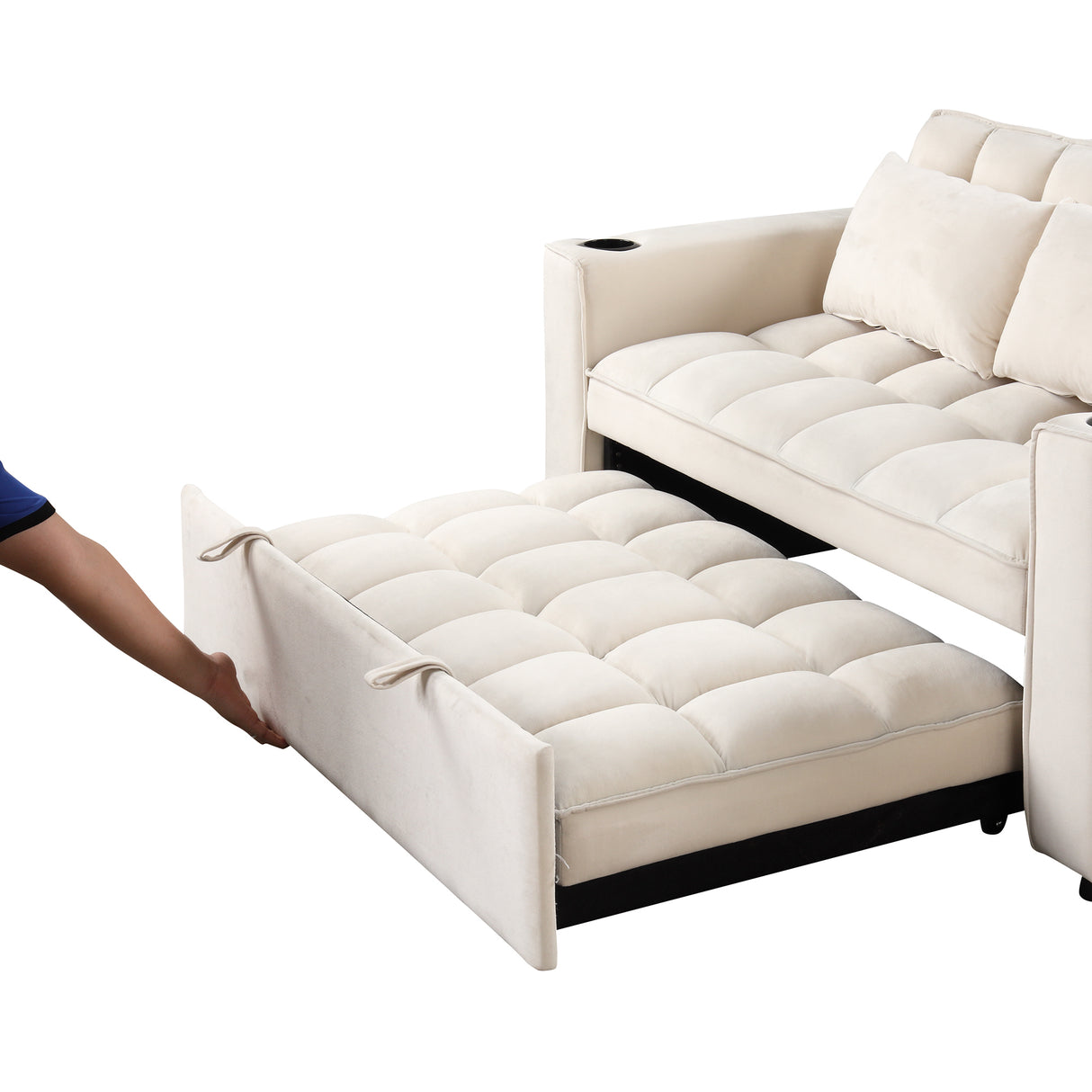 55.3" 4 - 1 Multi - functional Sofa Bed with Cup Holder and USB Port for Living Room or Apartments Milky White - SG000830AAA - image - 17