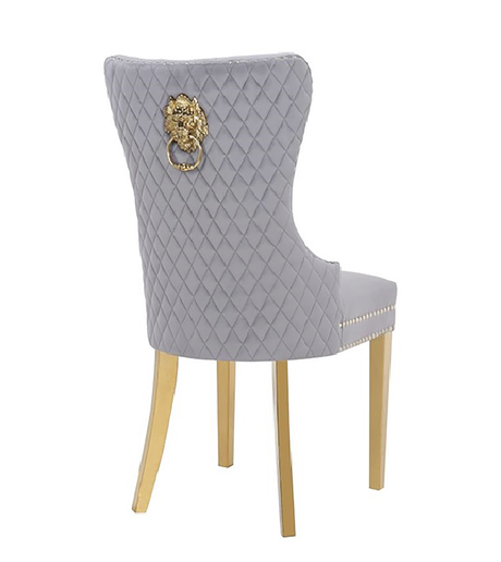 Simba Gold 2 Piece Dinning Chair Finish with Velvet Fabric in Light Gray - Home Elegance USA