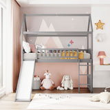 Twin Loft Bed with Slide, House Bed with Slide,White(OLD SKU :LT000212AAE) - Home Elegance USA