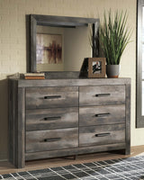 Wynnlow - Gray - 6 Pc. - Dresser, Mirror, Chest, King Crossbuck Panel Bed - Home Elegance USA