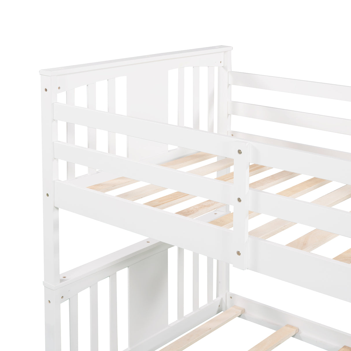 Twin Over Twin Bunk Bed with Ladder, White (Old SKU:LP000107AAK) - Home Elegance USA
