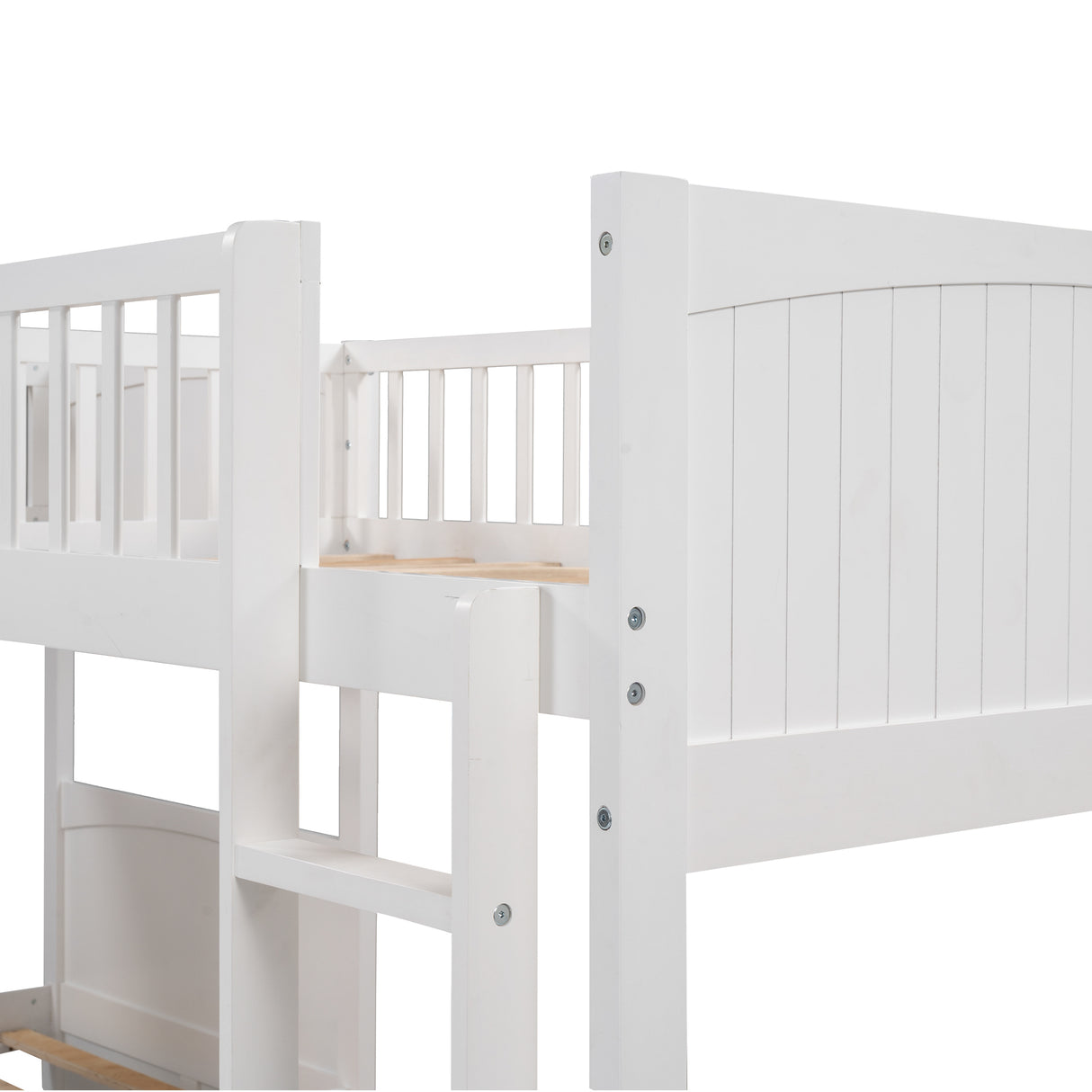 Twin Size Bunk Bed with a Loft Bed attached, with Two Drawers,White - Home Elegance USA
