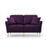 3 - Piece Sectional Sofa Set, Modern Velvet Upholstered Sofa Couch with Sturdy Metel Legs for Living Room, Apartment, 3 - Seater Sofa + 2 Piece Loveseat Sofa, Purple | Home Elegance USA