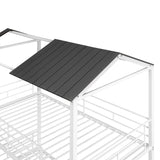 Twin Over Twin Bunk Bed Metal Bed with Half Roof, Guardrail and Ladder White - Home Elegance USA