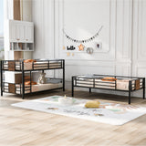 Twin Size Triple Metal Bunk Bed, with Wood Decoration Headboard and Footboard, Brown - Home Elegance USA