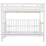 Twin over Full Bunk Bed,Down Bed can be Converted into Daybed,White(Box 2 of SM001309AAK, not sold separately) - Home Elegance USA