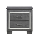 Glamourous Style 1pc Nightstand of 2x Drawers LED Lighting Faux Crystals Bar Pulls Gray Finish Modern Bedroom Furniture - Home Elegance USA