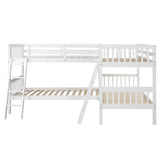 L-Shaped Bunk Bed with Ladder,Twin Size-Gray(OLD SKU :LP000020AAK) - Home Elegance USA