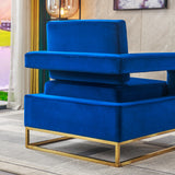 Modern Velvet Accent Chair, Elegant Armchair with Stainless Steel Base - Home Elegance USA