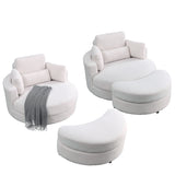 [Video] Welike Swivel Accent Barrel Modern Sofa Lounge Club Big Round Chair with Storage Ottoman Linen Fabric for Living Room Hotel with Pillows. *2PCS Home Elegance USA