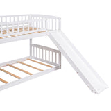 Stairway Twin over Twin Bunk Bed with Two Drawers and Slide, White(OLD SKU :LT000155AAK) - Home Elegance USA