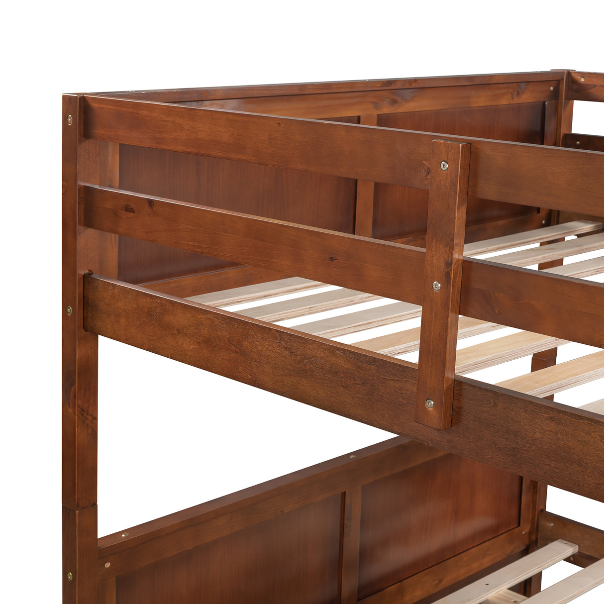 Full Over Full Bunk Bed with Twin Size Trundle, Walnut （ old sku: LP000250AAL) - Home Elegance USA