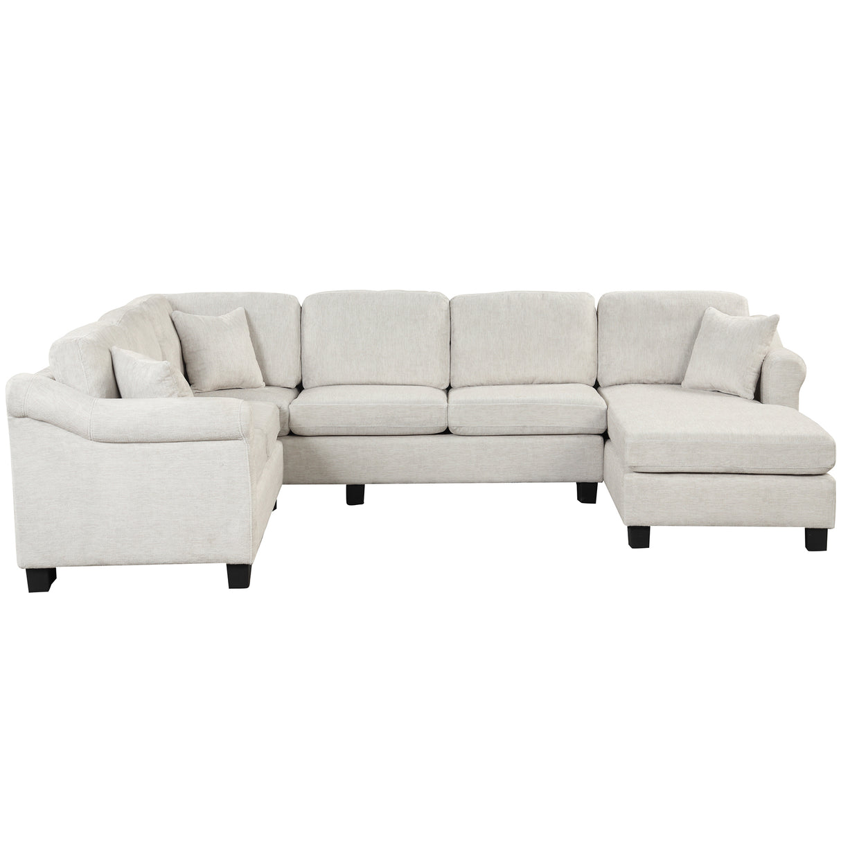 122.1" *91.3" 4pcs Sectional Sofa with Ottoman with Right Side Chaise velvet fabric White | Home Elegance USA