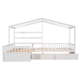 Twin Size House Platform Bed with Three Storage Drawers,White - Home Elegance USA