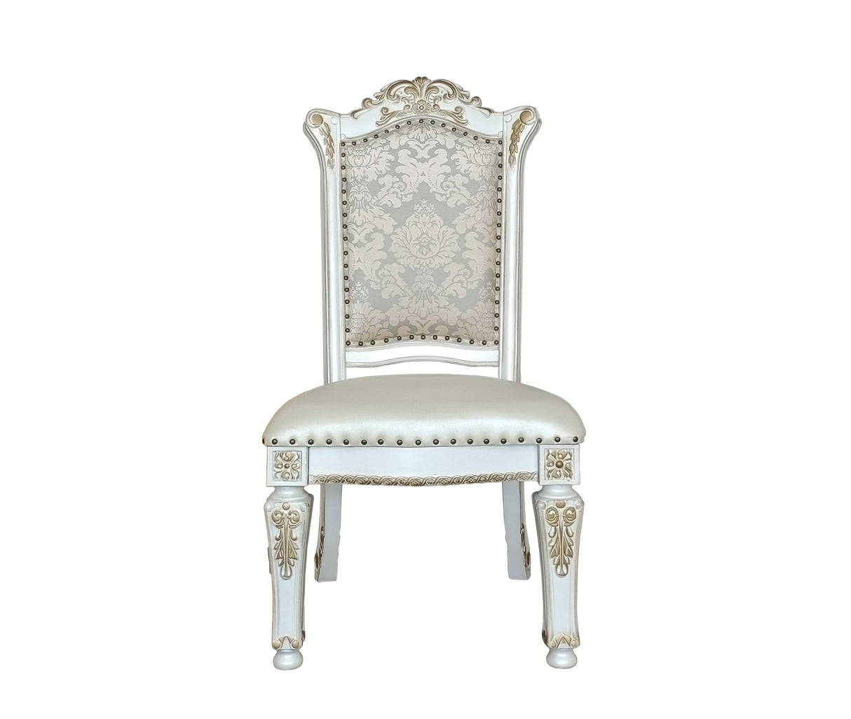 ACME Vendom Side Chair(Set-2), PU & Antique Pearl Finish DN01348 - Home Elegance USA